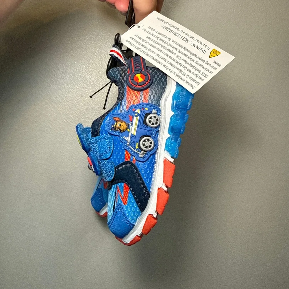 Paw Patrol Toddler Light Up Sneakers Blue Red Marshall Chase Size 5 NEW